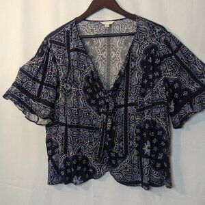 Est. 1949 Women's Blue Paisley Printed Wing Sleeve Blouse Size 18/20